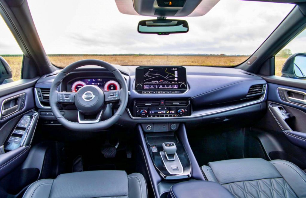 Interior inside the 2023 Nissan Rogue Sport from driver seat.